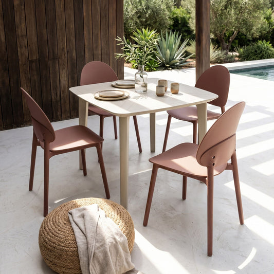 4pk Brown Plastic Dining Chairs Indoor Outdoor Minimalist