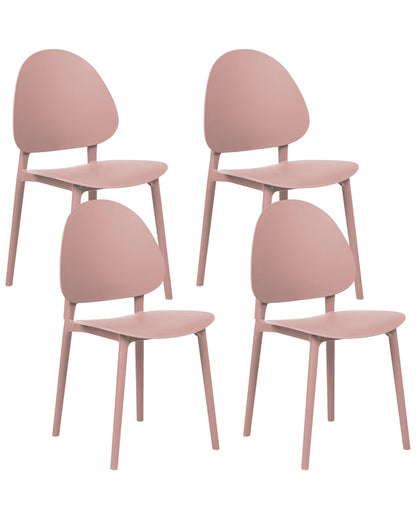 Set Of 4 Pink Minimalist Chairs Outdoor No Armrests