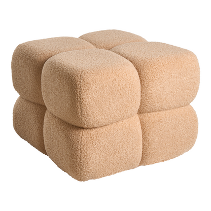 Beige Boucle Square Pouffe 60 x 60cm Footstool Modern Upholstered Home Decor