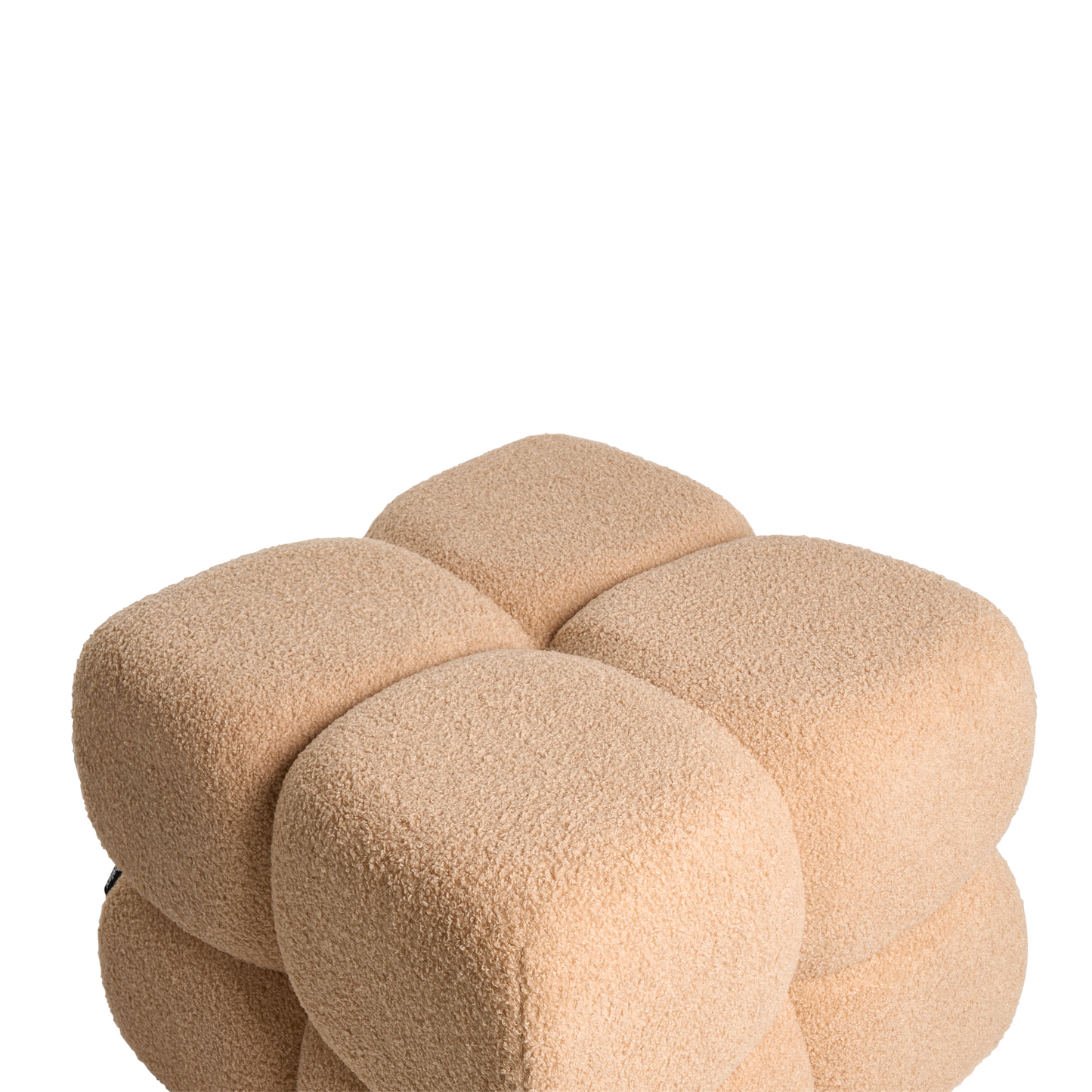 Beige Boucle Square Pouffe 60 x 60cm Footstool Modern Upholstered Home Decor