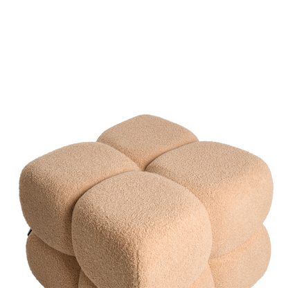 Beige Boucle Square Pouffe 60 x 60cm Footstool Modern Upholstered Home Decor