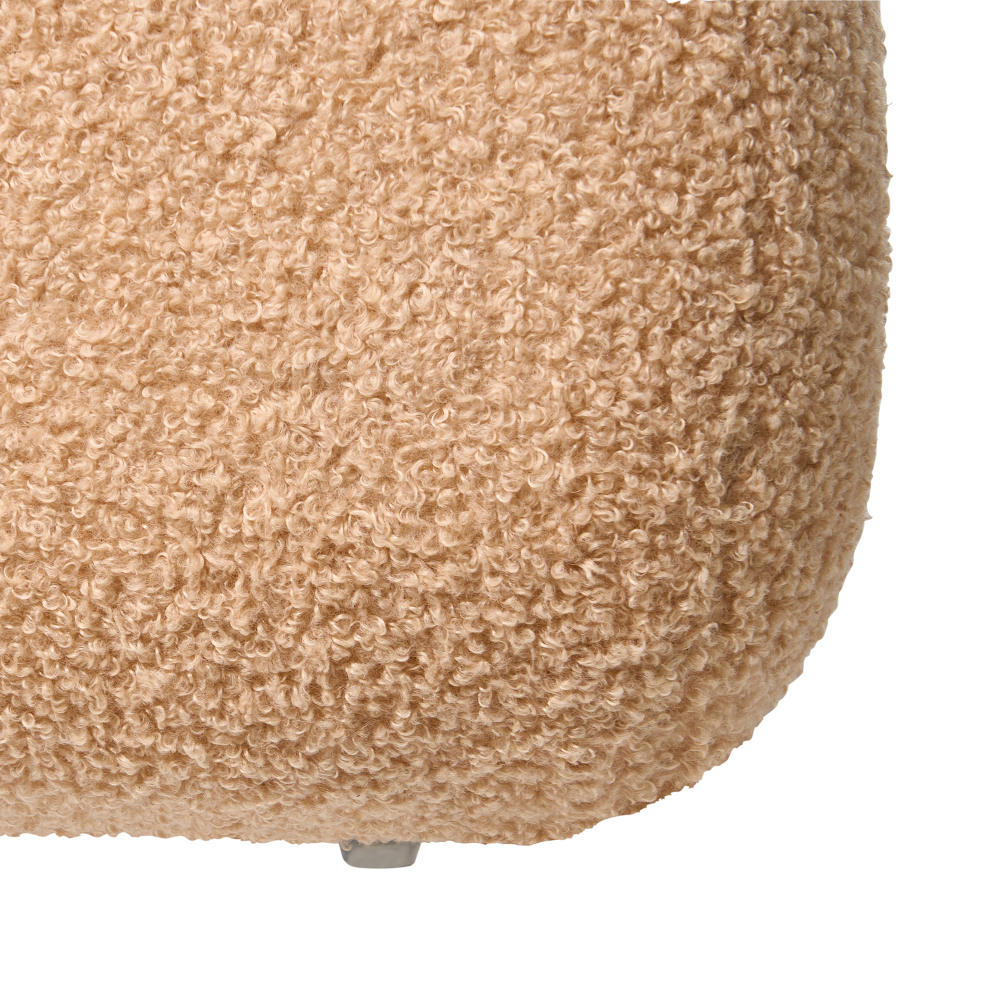 Beige Boucle Square Pouffe 60 x 60cm Footstool Modern Upholstered Home Decor