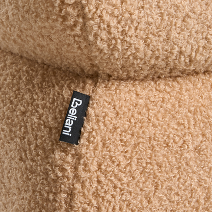 Beige Boucle Square Pouffe 60 x 60cm Footstool Modern Upholstered Home Decor