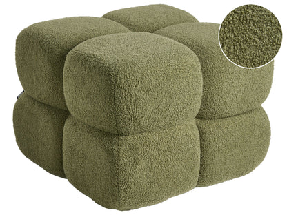 Pouffe Boucle Square 60 x 60cm Green Footstool
