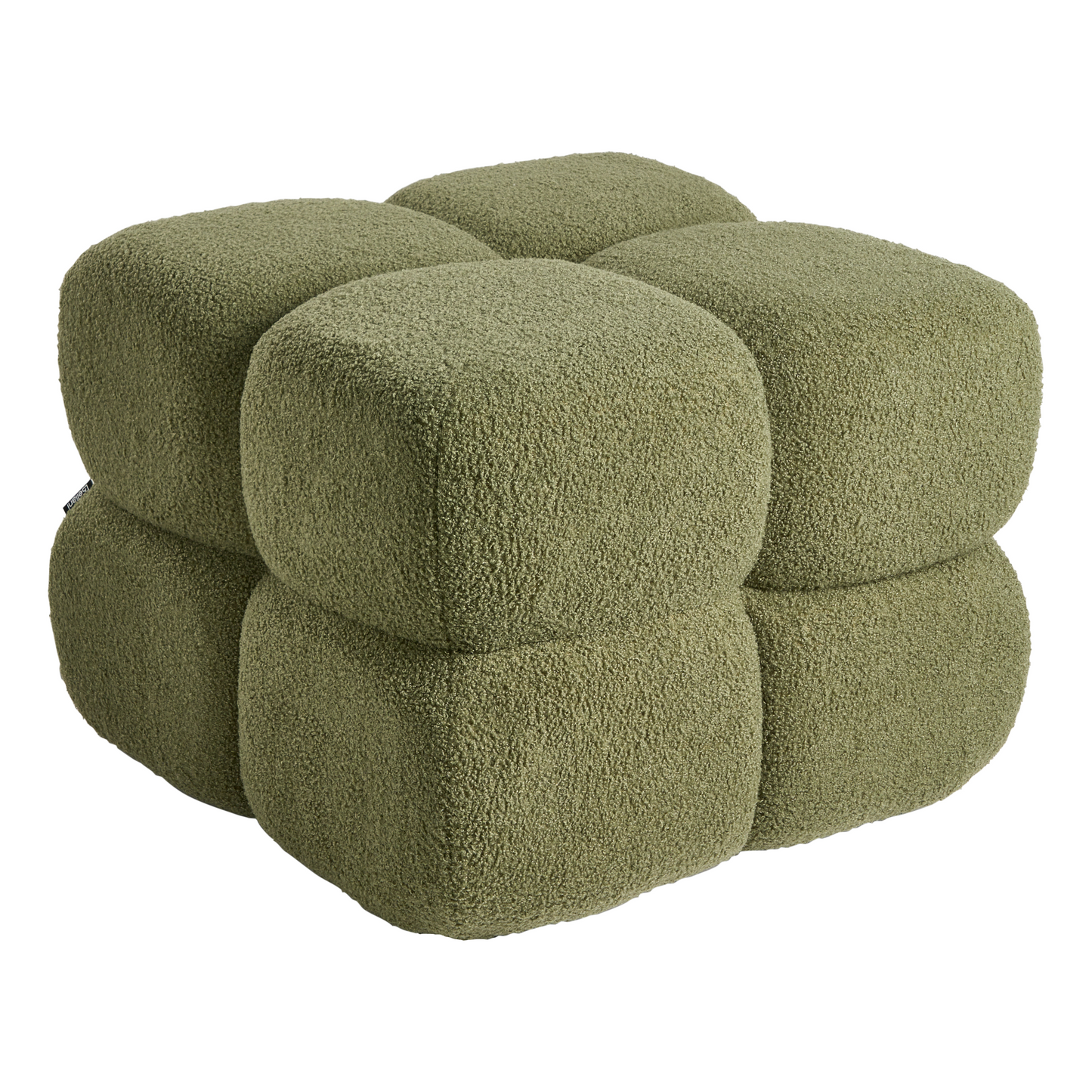 Pouffe Boucle Square 60 x 60cm Green Footstool