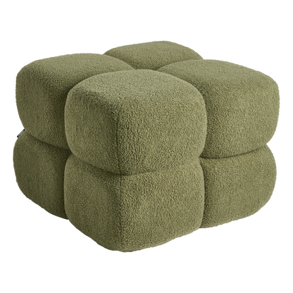 Pouffe Boucle Square 60 x 60cm Green Footstool