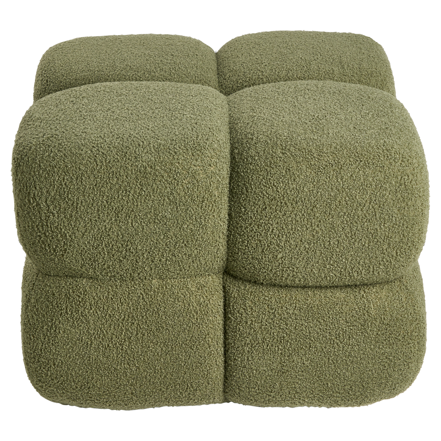 Pouffe Boucle Square 60 x 60cm Green Footstool