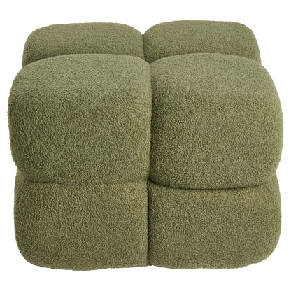 Pouffe Boucle Square 60 x 60cm Green Footstool