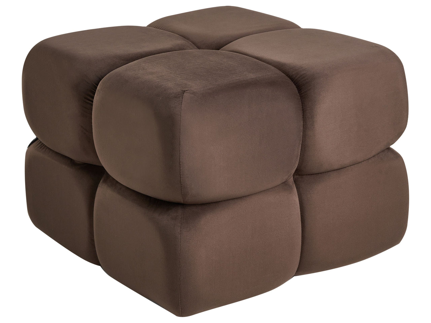 Horizon Velvet Dark Brown Pouffe 60 x 60cm Soft Touch Upholstered Square Footstool For Modern Living Room