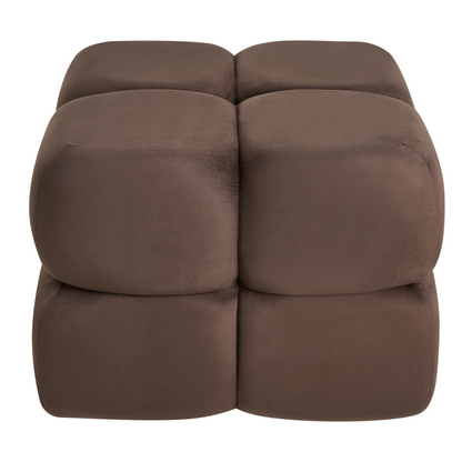Horizon Velvet Dark Brown Pouffe 60 x 60cm Soft Touch Upholstered Square Footstool For Modern Living Room