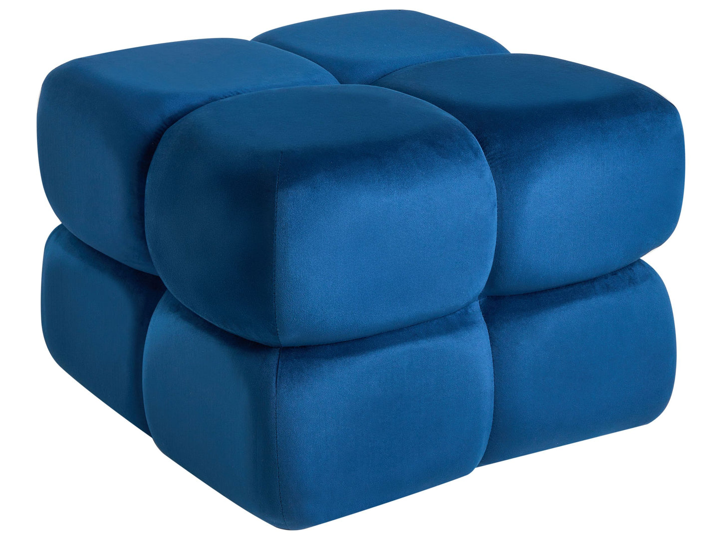 Navy Velvet Square Pouffe 60 x 60cm Modern Footstool