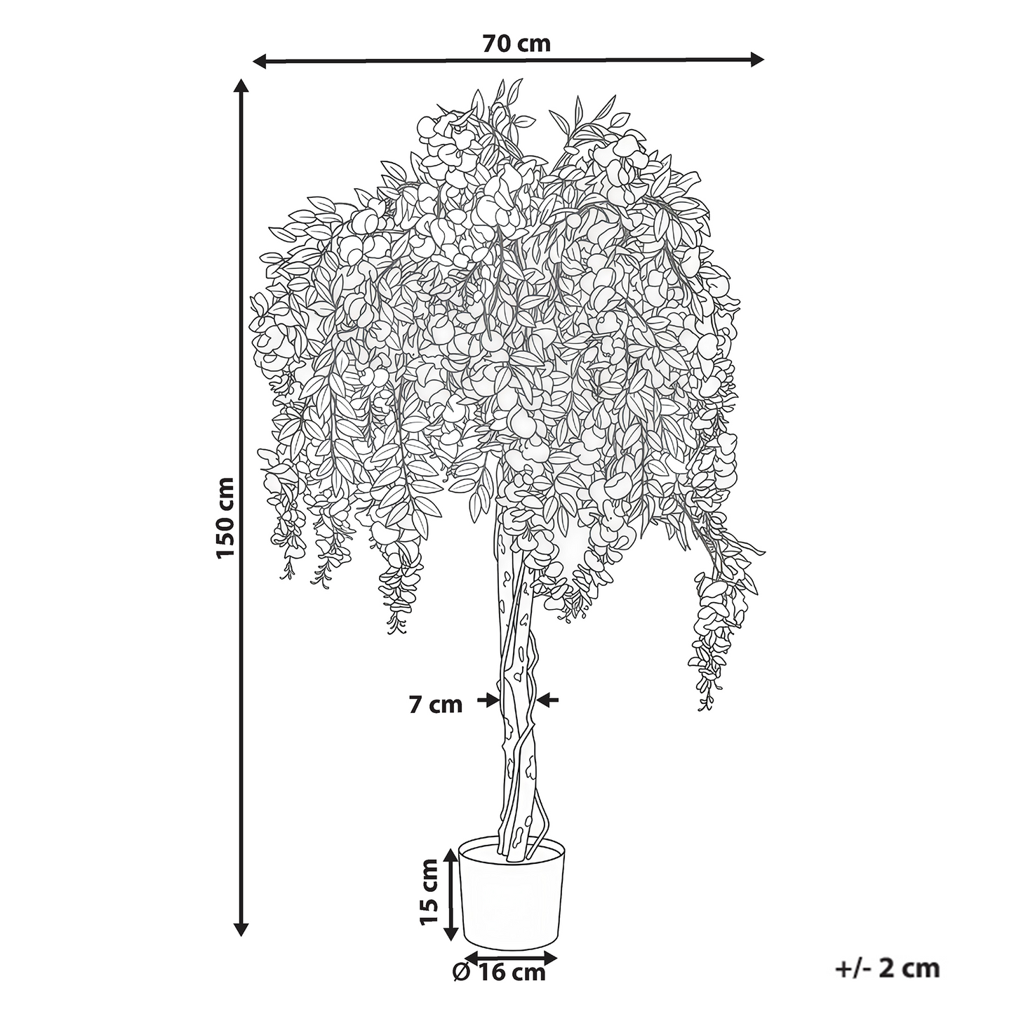 Artificial Wisteria Potted 150cm Green Purple Indoor Decor