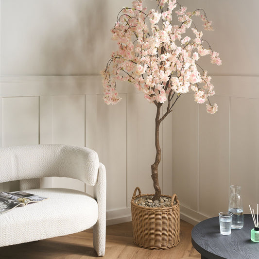 190cm Pink Artificial Cherry Blossom Tree with Silk Feel Flowers for Indoor Decor