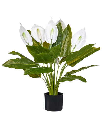 Faux Peace Lily Plant Realistic Green Leaves