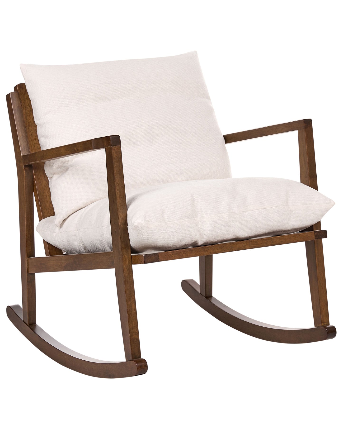 Rocking Armchair Light Beige Fabric Rubberwood Frame