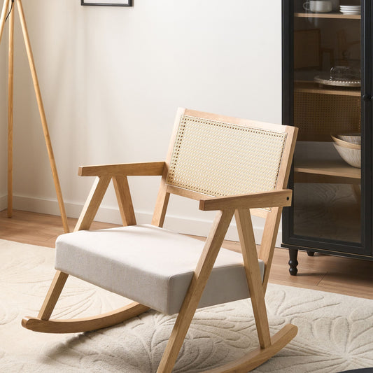 Vienna Home Rocking Armchair Light Brown Fabric With Vienna Backrest