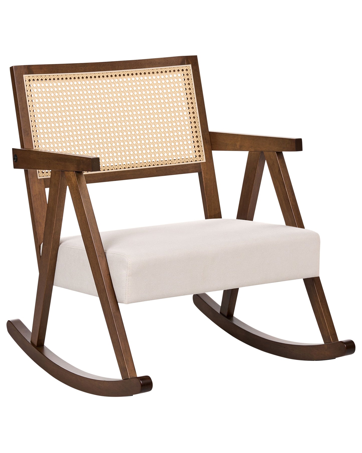 Vienna Backrest Rocking Armchair Brown Beige Fabric