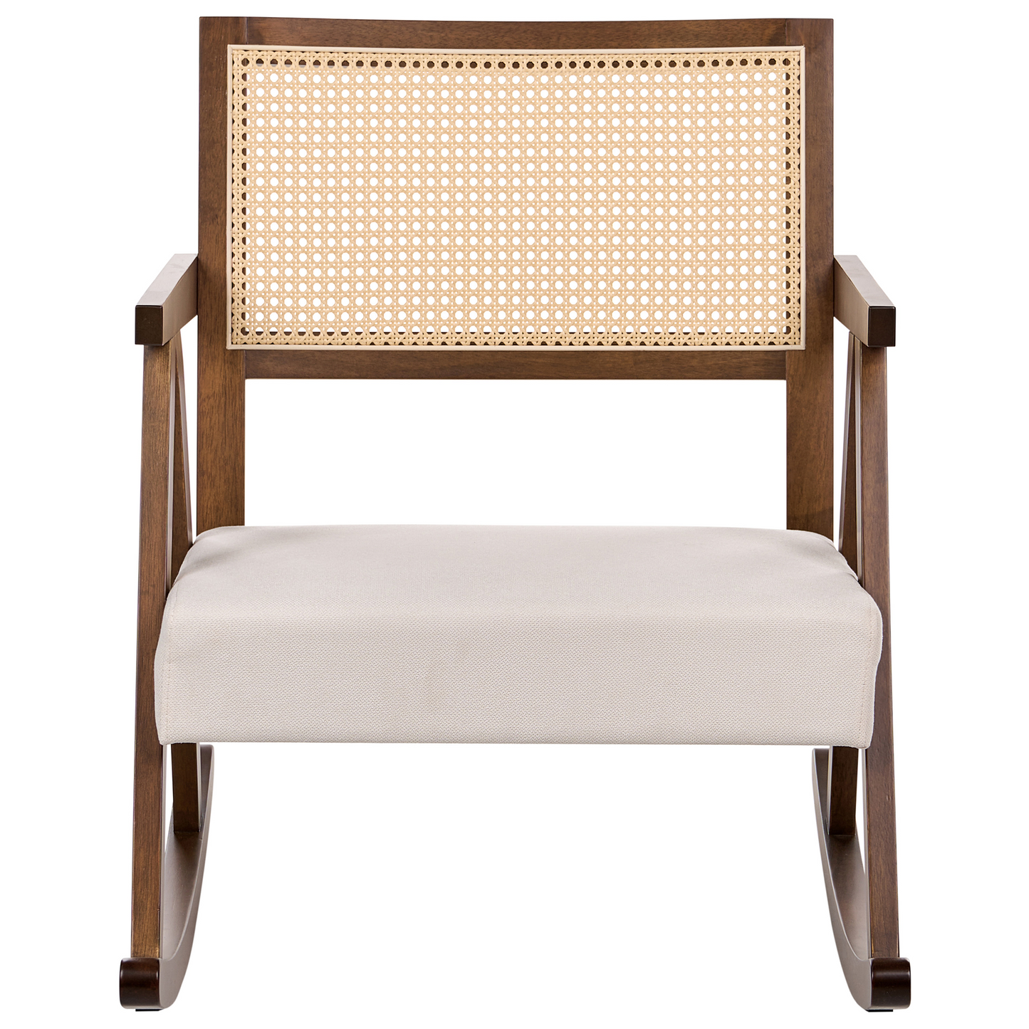 Vienna Backrest Rocking Armchair Brown Beige Fabric