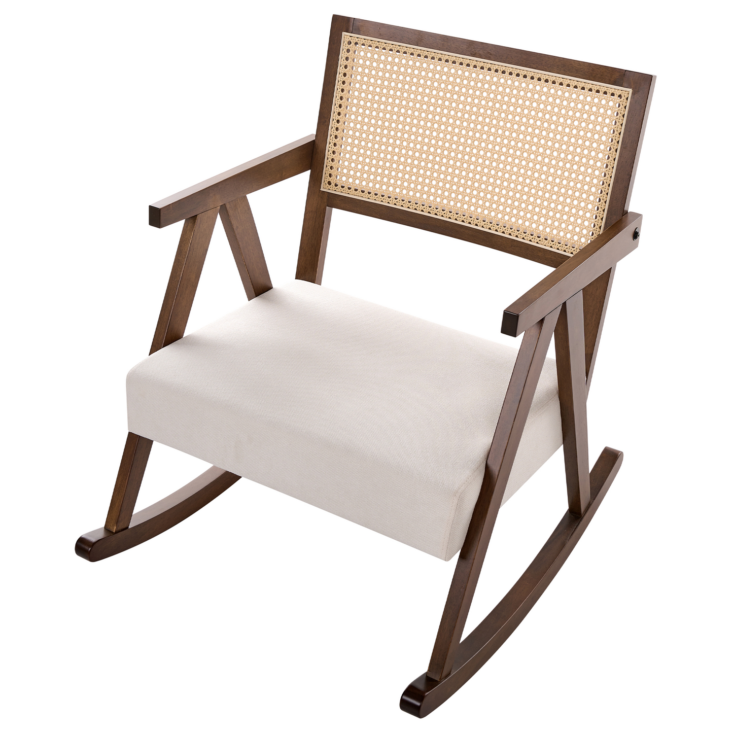 Vienna Backrest Rocking Armchair Brown Beige Fabric