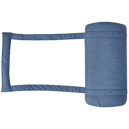 2 Folding Garden Chairs With Blue Cushions Rustic Style