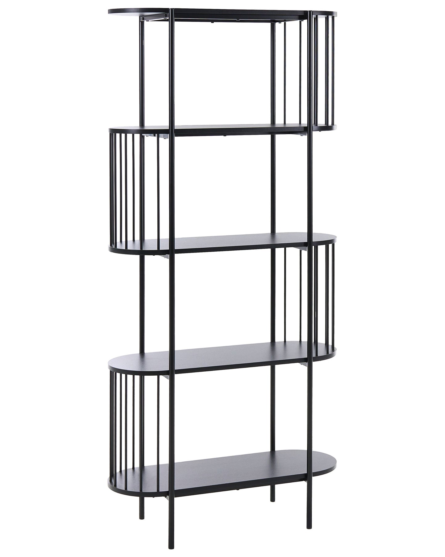 NovaCasa 4-Tier Black Bookcase 172x80 cm Oval Melamine Retro
