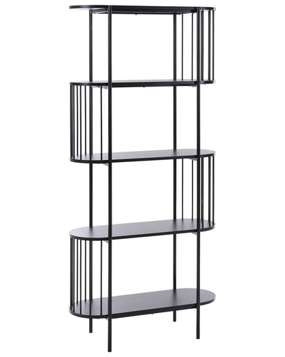 NovaCasa 4-Tier Black Bookcase 172x80 cm Oval Melamine Retro