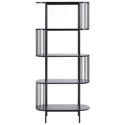 NovaCasa 4-Tier Black Bookcase 172x80 cm Oval Melamine Retro