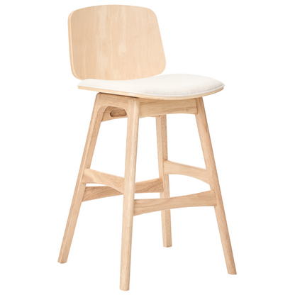 Bar Stools Set of 2 Light Beige Fabric Rubberwood Armless