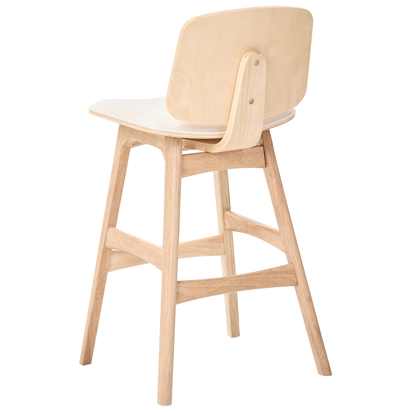 Bar Stools Set of 2 Light Beige Fabric Rubberwood Armless
