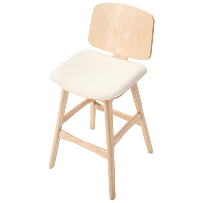 Bar Stools Set of 2 Light Beige Fabric Rubberwood Armless