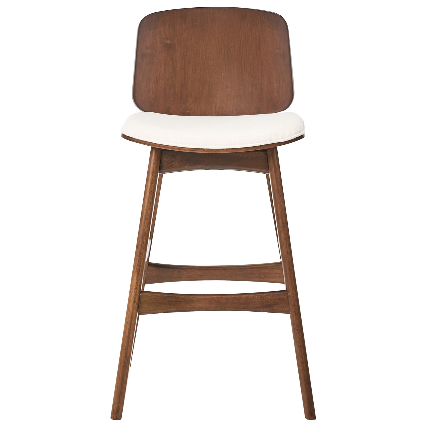 Armless Barstools Set Of 2 In Light Beige Fabric, Rubberwood Frame For Dining Area