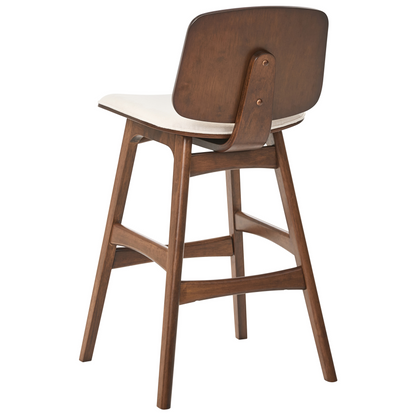 Armless Barstools Set Of 2 In Light Beige Fabric, Rubberwood Frame For Dining Area