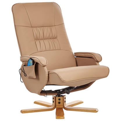 Recliner Armchair Light Brown With Footrest Faux Leather