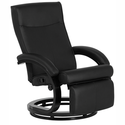 Reclining Armchair Black Faux Leather With Adjustable Back