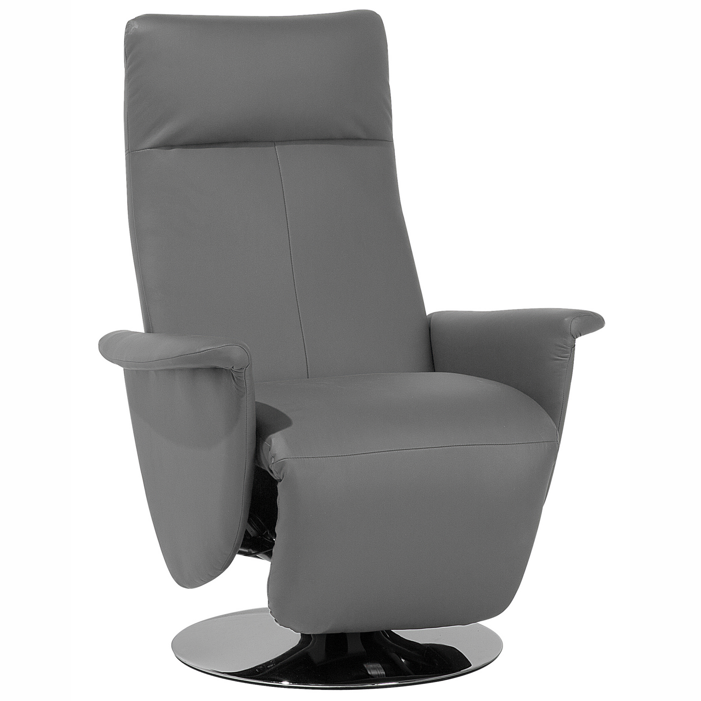 Reclining Armchair Black Faux Leather Pullout Footstool