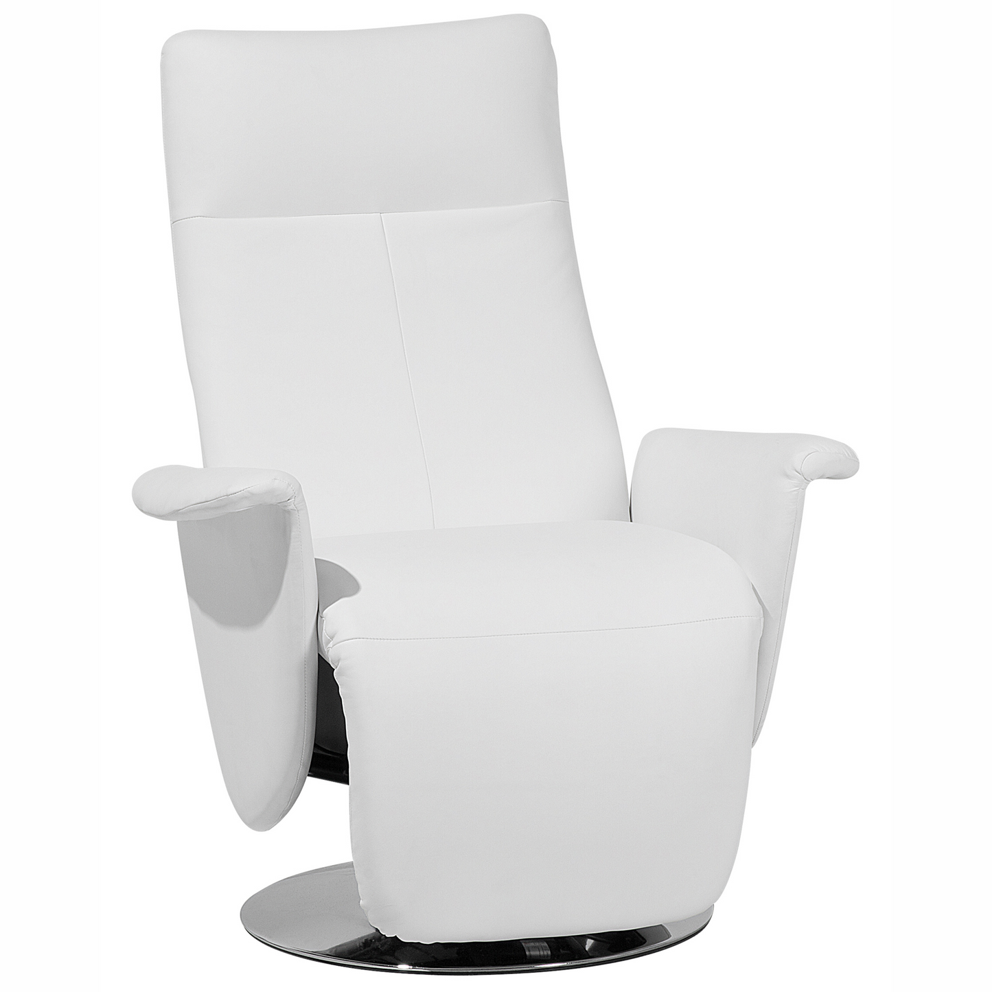 Reclining Armchair White Faux Leather With Pull-Out Ottoman