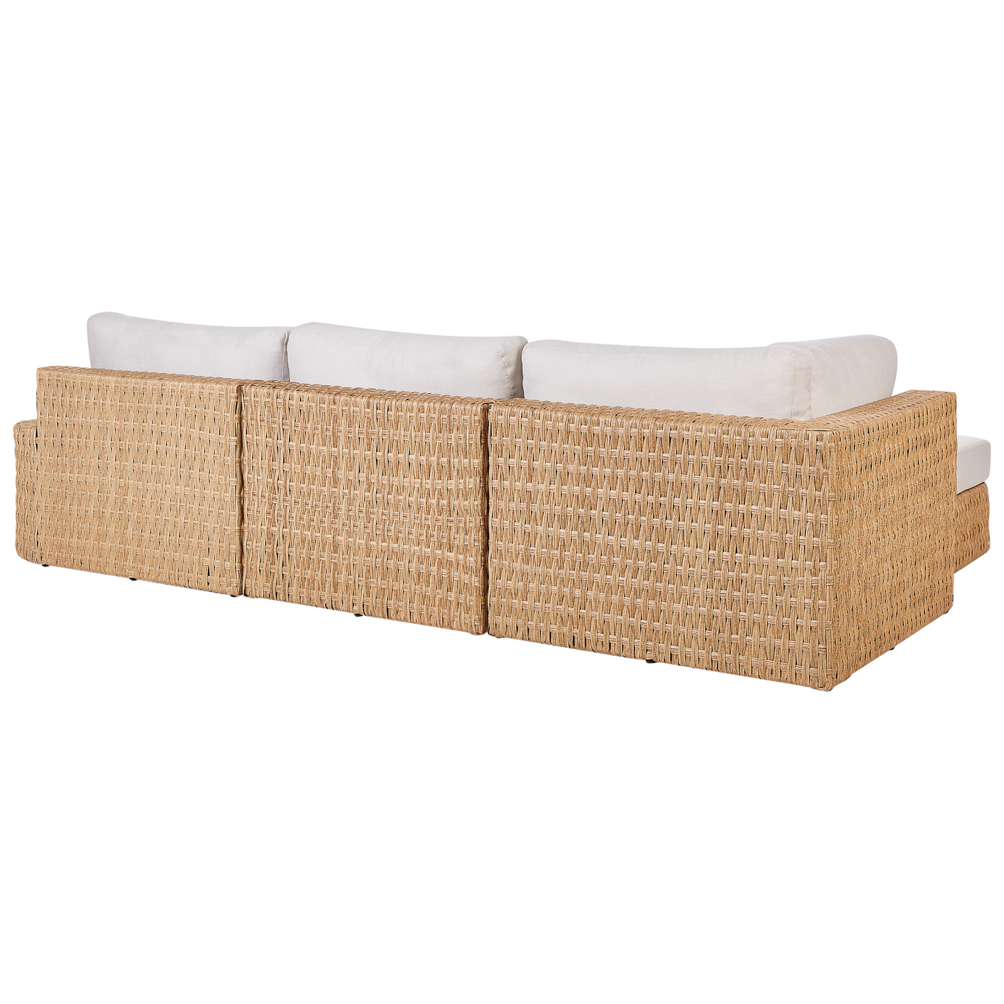 Corner Sofa Garden Set Beige PE Rattan 4 Seater with Tray
