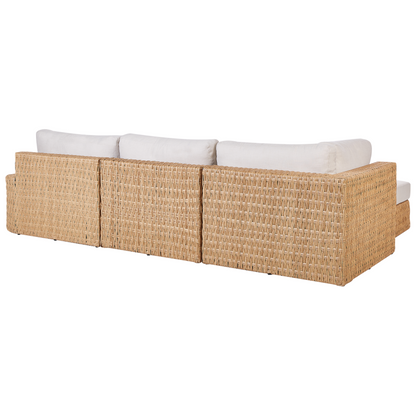 Corner Sofa Garden Set Beige PE Rattan 4 Seater with Tray