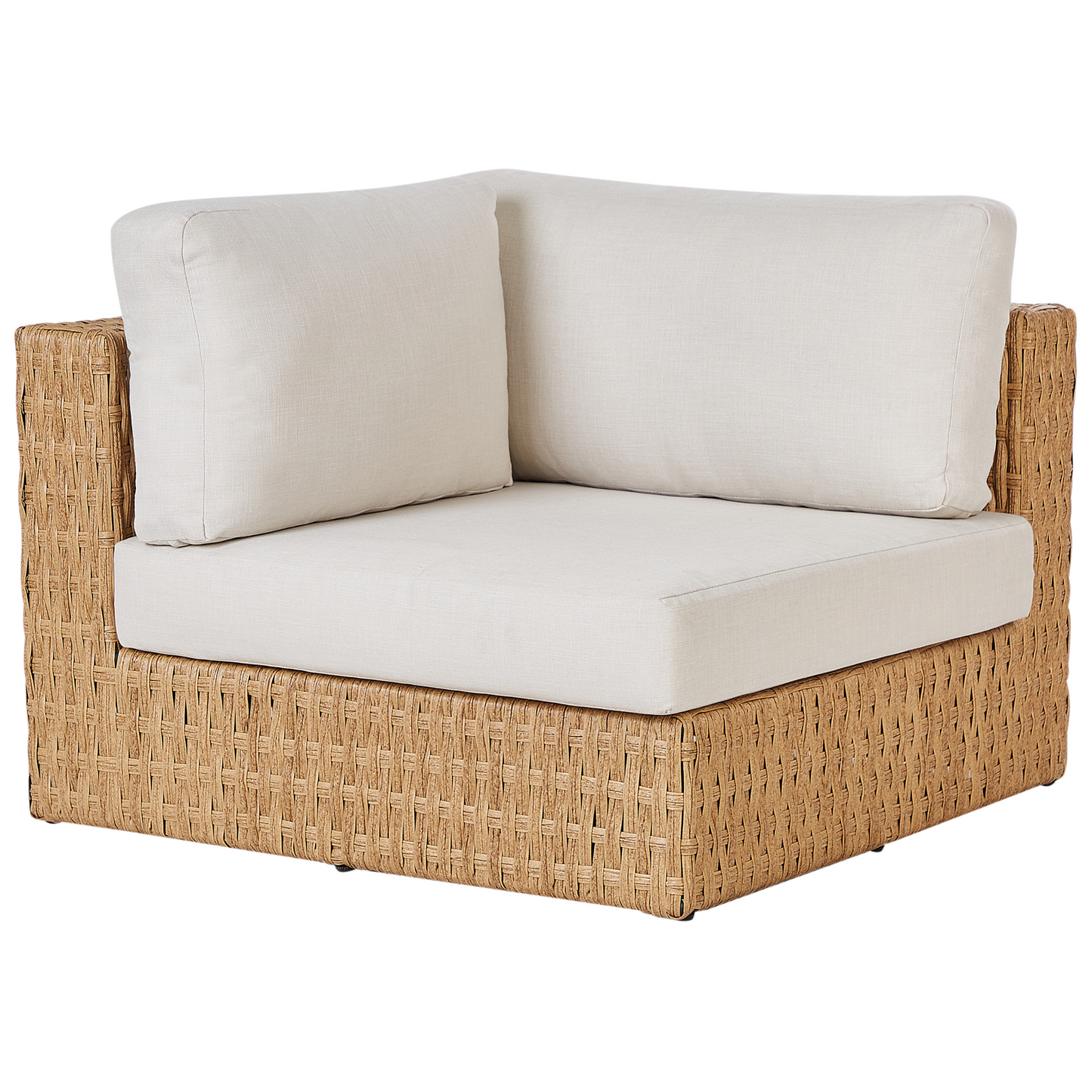 Corner Sofa Garden Set Beige PE Rattan 4 Seater with Tray