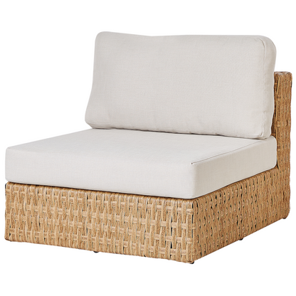 Corner Sofa Garden Set Beige PE Rattan 4 Seater with Tray