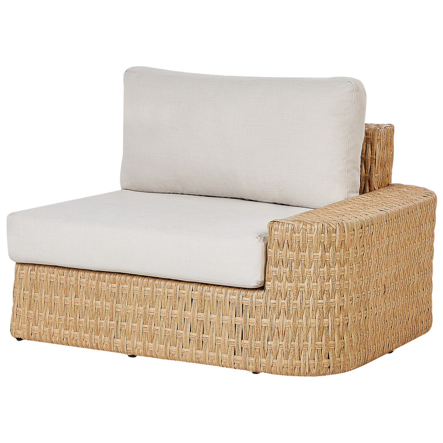 Corner Sofa Garden Set Beige PE Rattan 4 Seater with Tray