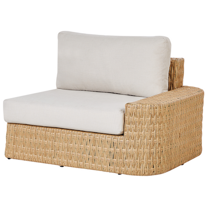 Corner Sofa Garden Set Beige PE Rattan 4 Seater with Tray