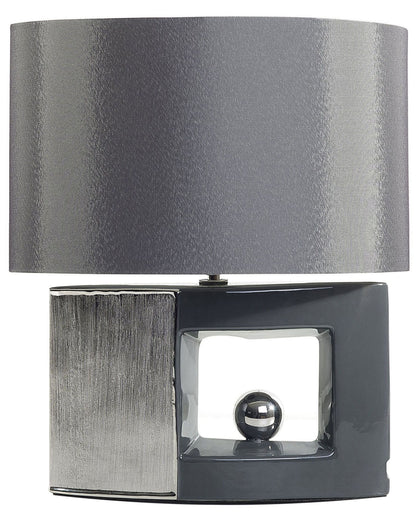 Grey Ceramic Table Lamp With Fabric Drum Shade
