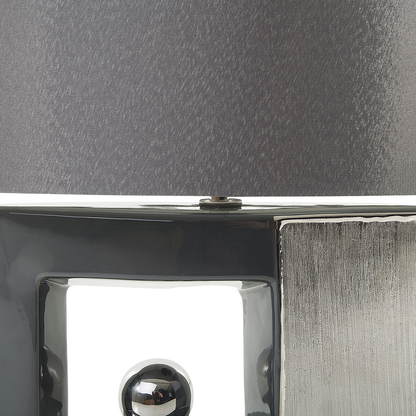 Grey Ceramic Table Lamp With Fabric Drum Shade