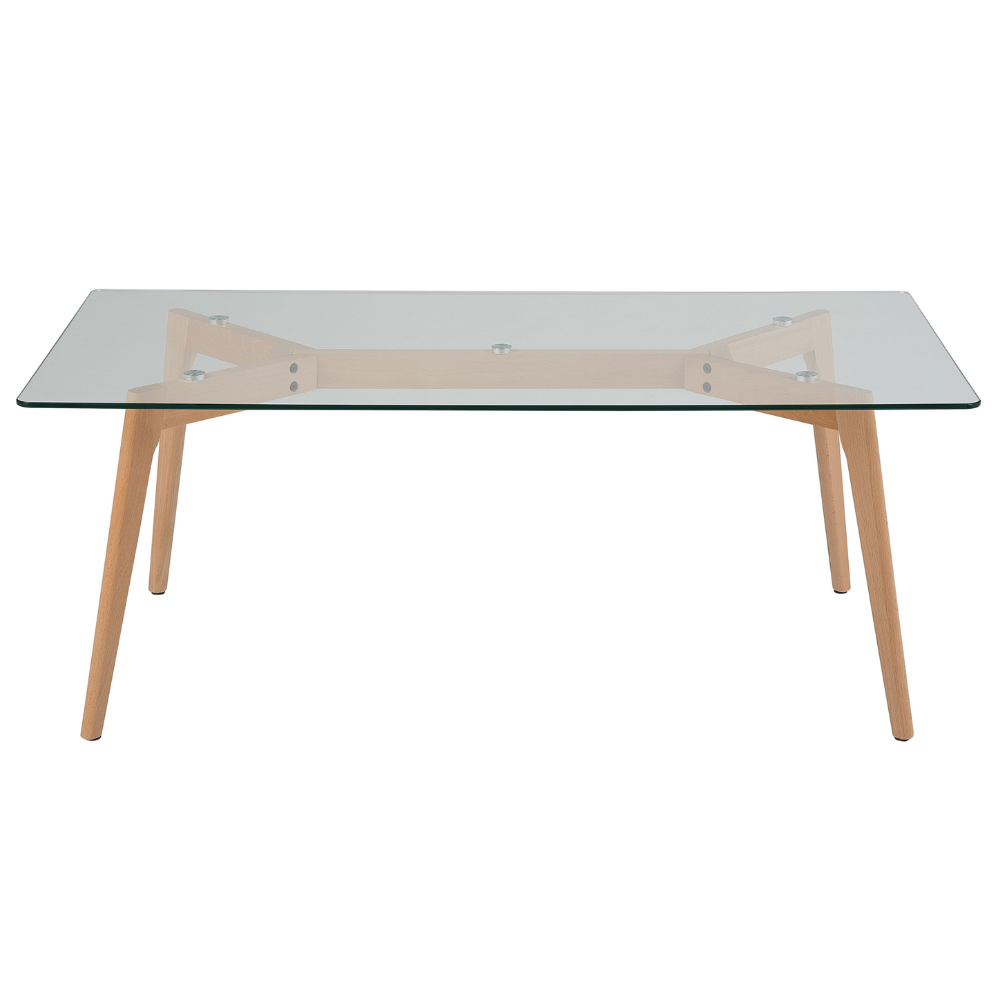 Glass Top Coffee Table 120 x 60 Rectangular With Beech Legs