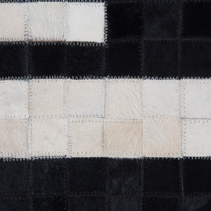 Couture Cowhide Area Rug Black White 80 x 150cm Handcrafted Geometric