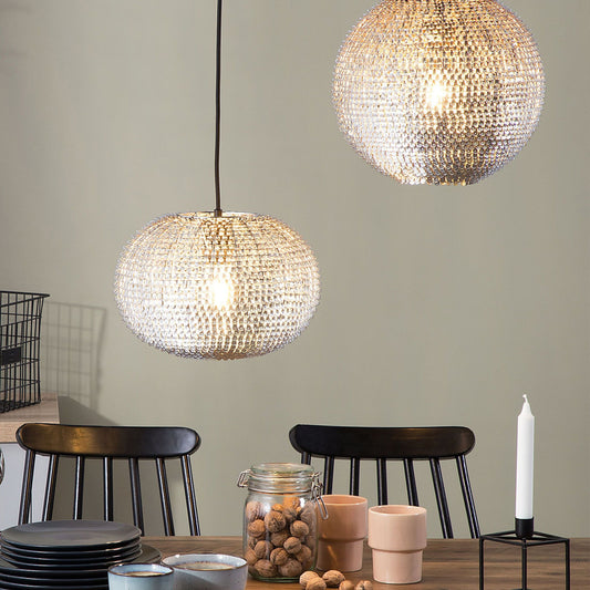 Pendant Lamp Silver Globe With Scale Copper Plates