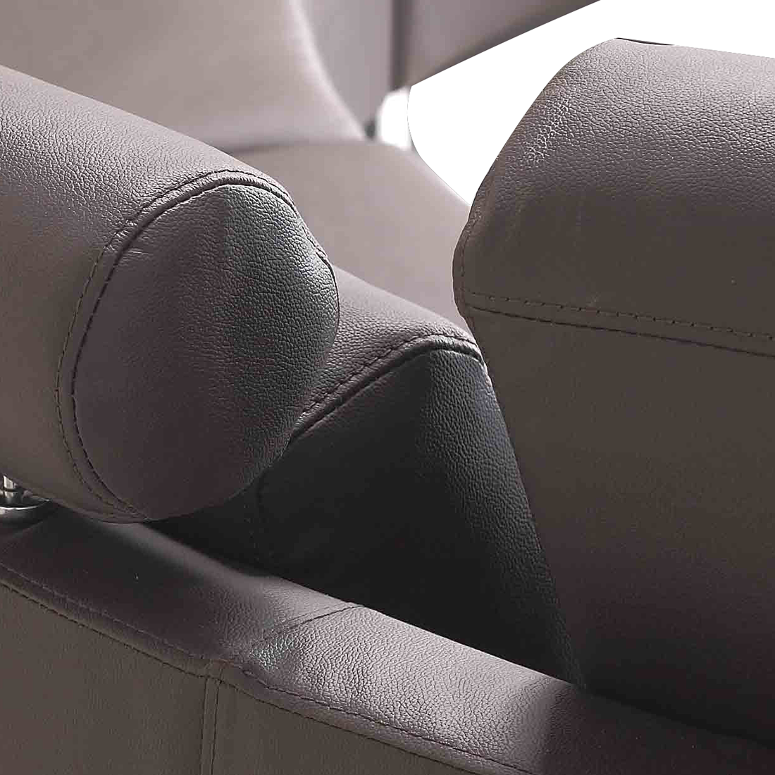 Brown Curved Leather 7 Seater Sofa Adjustable Headrests