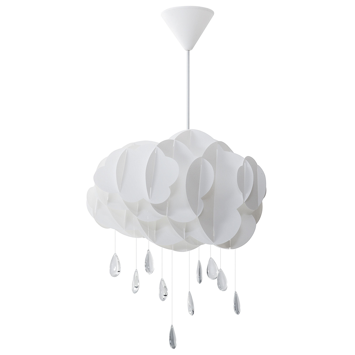 Pendant Lamp White Floating Cloud With Crystal Raindrops
