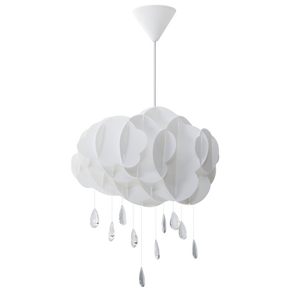 Pendant Lamp White Floating Cloud With Crystal Raindrops